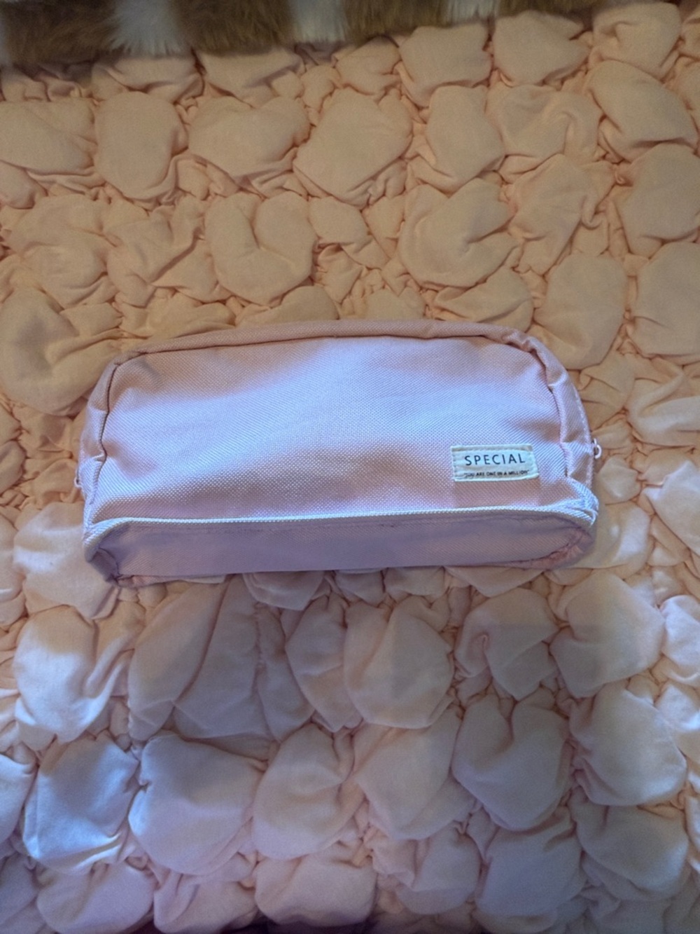 Special Pink Canvas Pencil Case - Soft Pastel Pink Organizer
